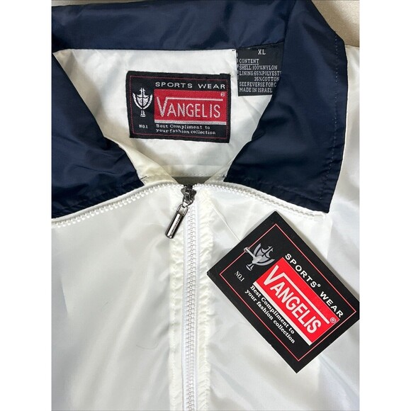 Vangelis Bomber Jacket Men's Windbreaker XL Full Zip Blue White Red Stripe Retro - Picture 2 of 6